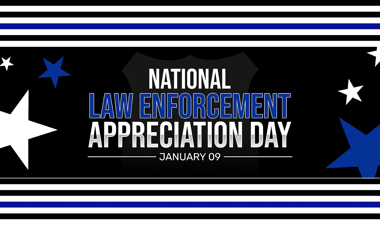 Law Enforcement Appreciation Day Background with Blue and Black flag stripes. Appreciating American law enforcement background design