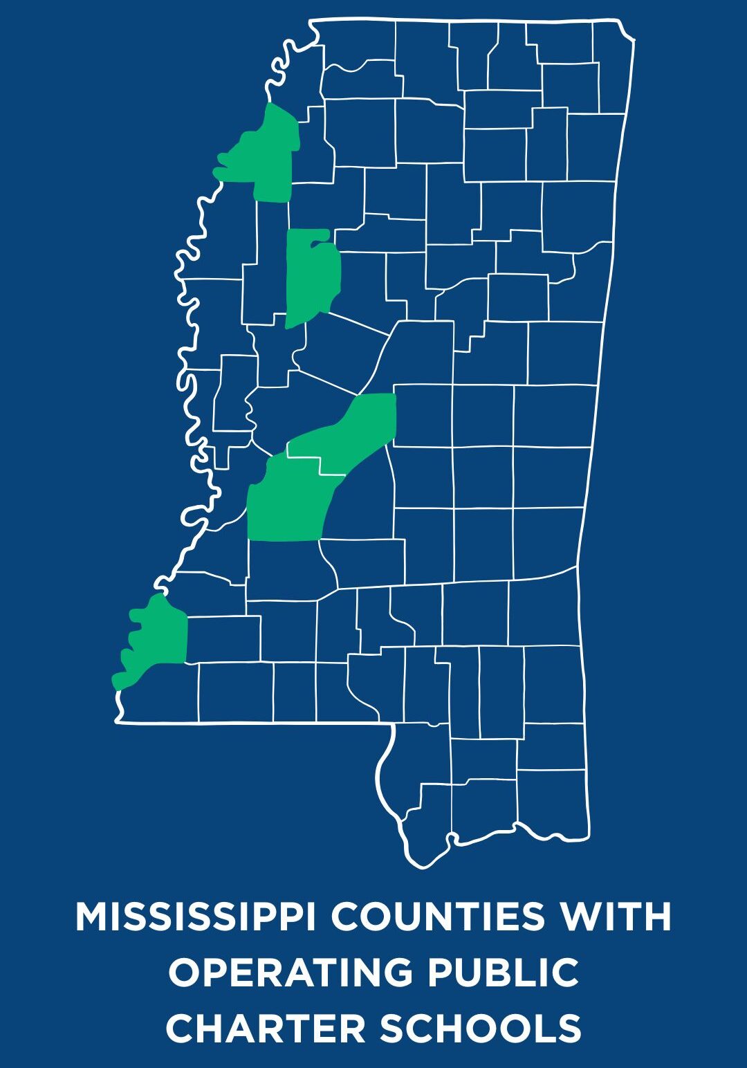 Mississippi Counties with Operating Public Charter Schools (3)